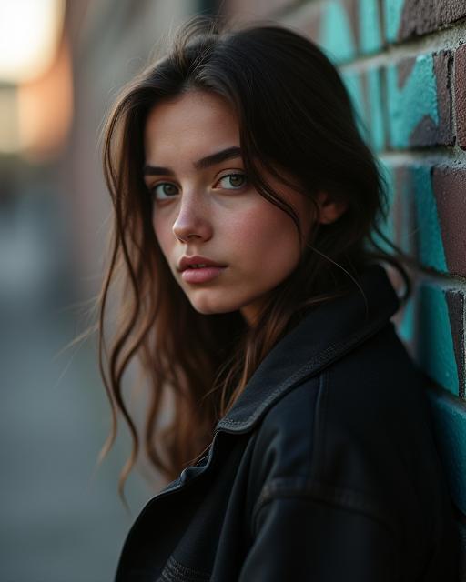 Artistic portrait of a young person in an urban setting
