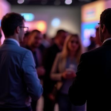 Dynamic photo of people networking at a corporate event