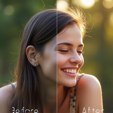 Split image showing before and after photo editing